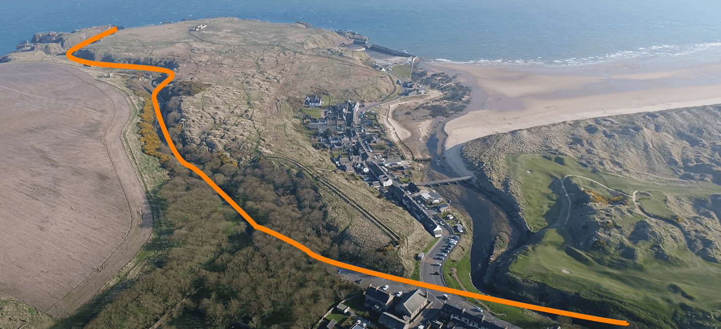 Alternative view of the former route of the Water of Cruden