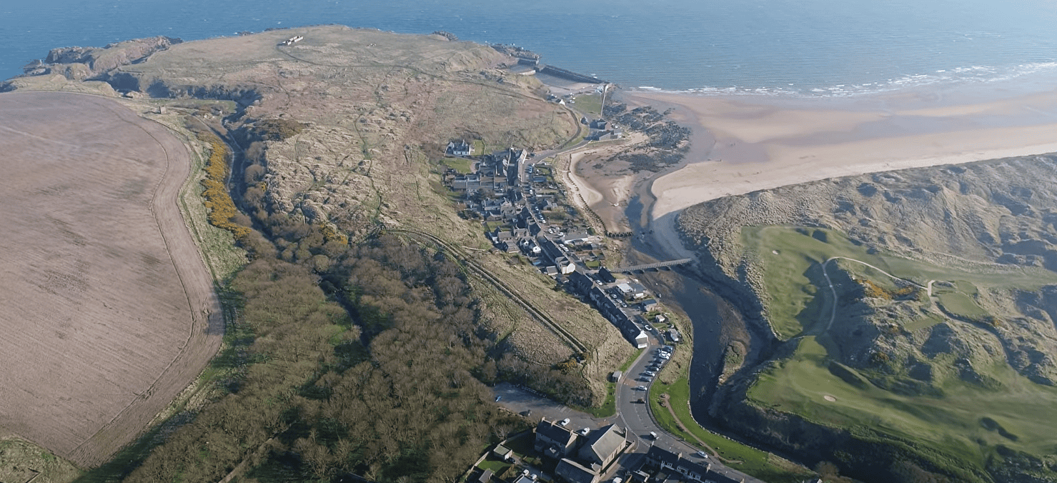 Aerial view showing the route of the Water of Cruden